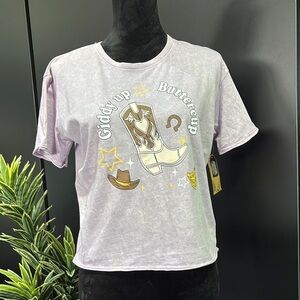 Daybreak Crewneck, Giddyup Buttercup, western boot/hat/horse shoe